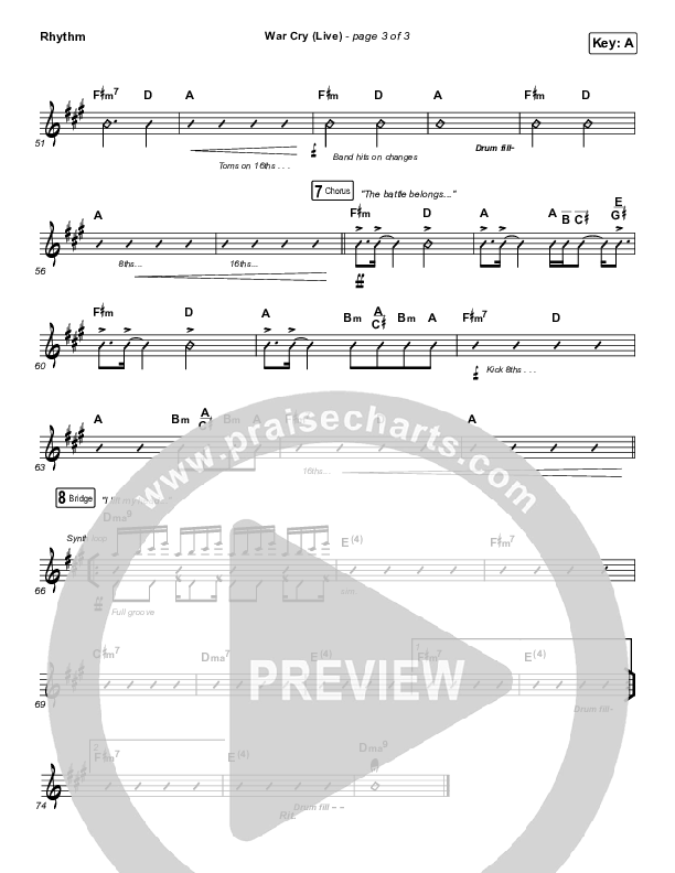 War Cry (Live) Rhythm Chart (The Belonging Co / Henry Seeley)