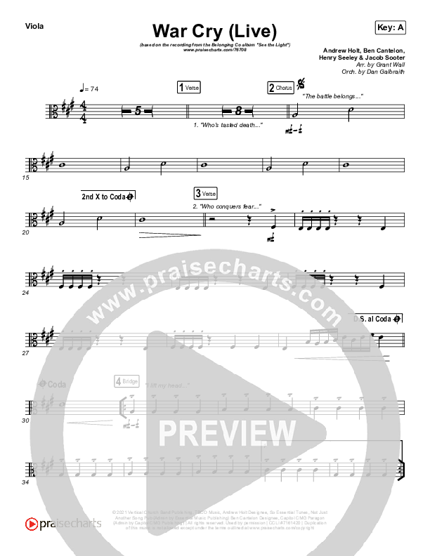 War Cry (Live) Viola (The Belonging Co / Henry Seeley)