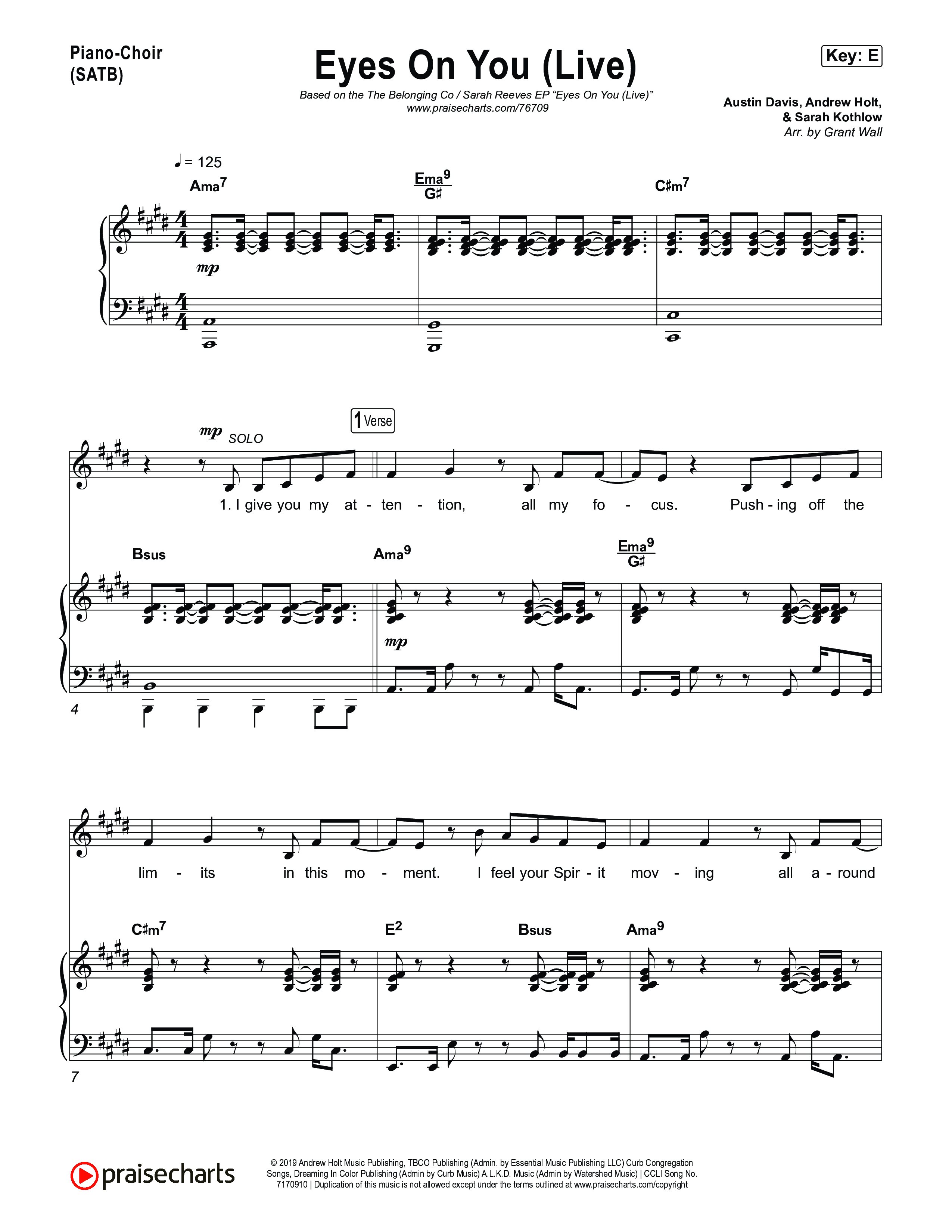 Eyes On You (Live) Piano/Vocal Pack (The Belonging Co / Sarah Reeves)