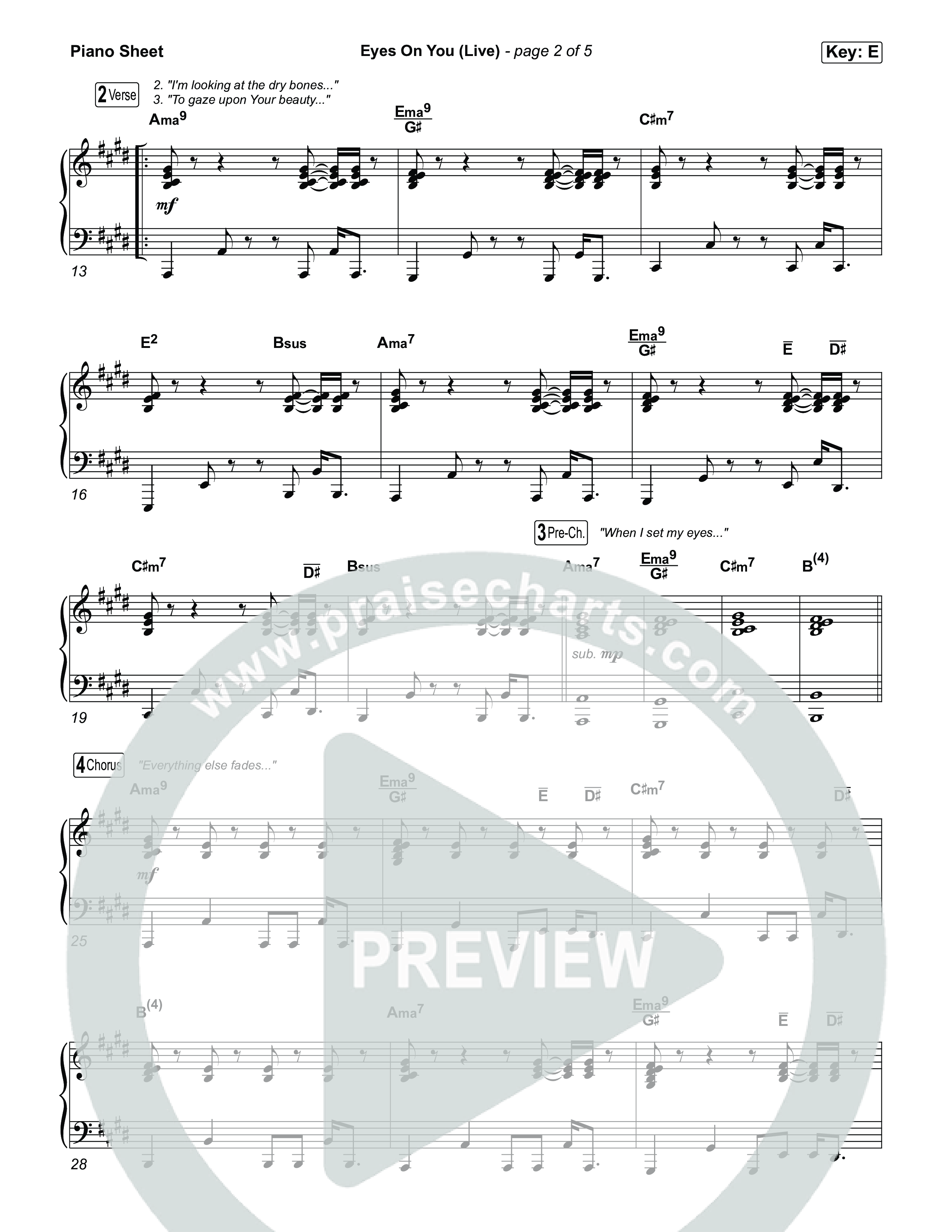 Eyes On You (Live) Piano Sheet (The Belonging Co / Sarah Reeves)