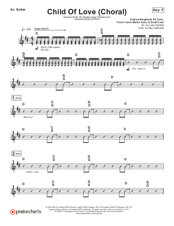 Child Of Love (Choral Anthem SATB) Acoustic Guitar (We The Kingdom / Arr. Luke Gambill)