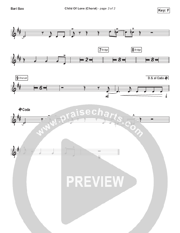 Child Of Love (Choral Anthem SATB) Bari Sax (We The Kingdom / Arr. Luke Gambill)