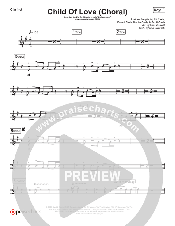 Child Of Love (Choral Anthem SATB) Wind Pack (We The Kingdom / Arr. Luke Gambill)