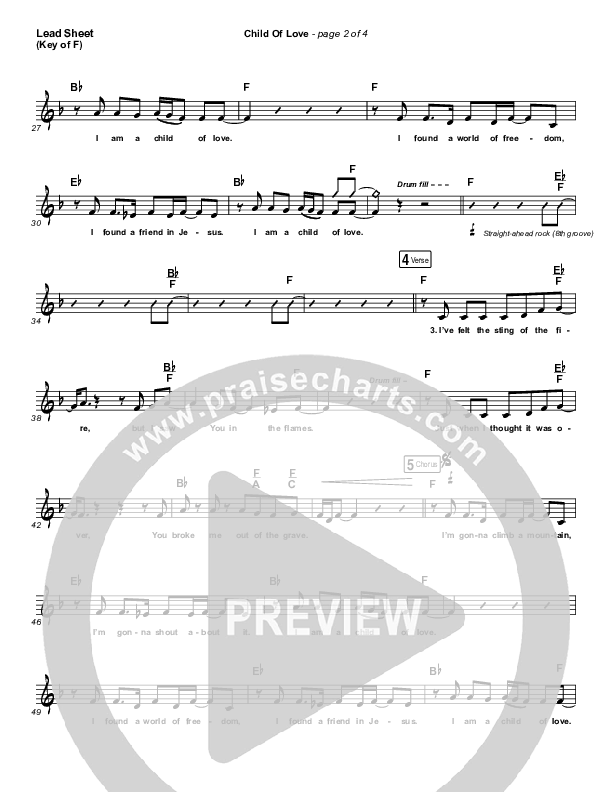 Child Of Love (Choral Anthem SATB) Lead Sheet (Melody) (We The Kingdom / Arr. Luke Gambill)