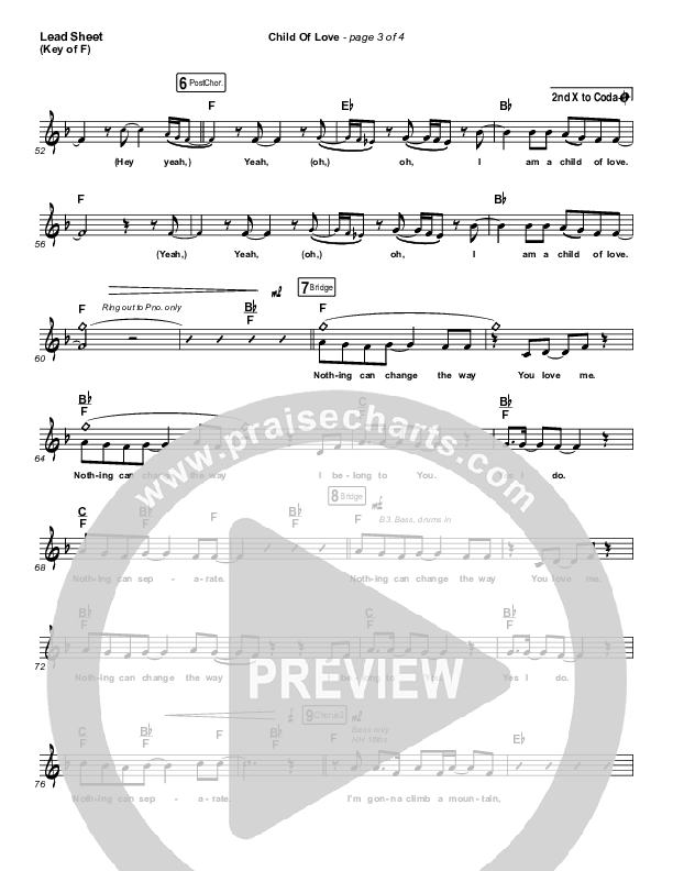 Child Of Love (Choral Anthem SATB) Lead Sheet (Melody) (We The Kingdom / Arr. Luke Gambill)