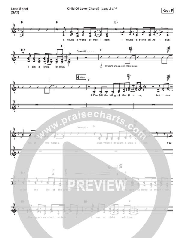 Child Of Love (Choral Anthem SATB) Lead Sheet (SAT) (We The Kingdom / Arr. Luke Gambill)