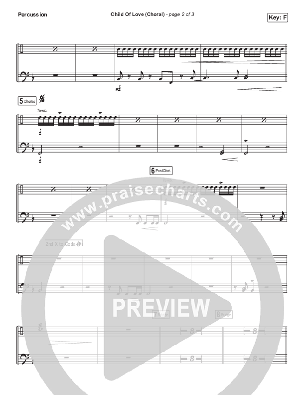 Child Of Love (Choral Anthem SATB) Percussion (We The Kingdom / Arr. Luke Gambill)