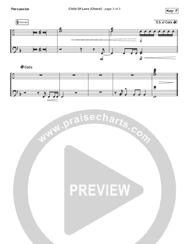 Child Of Love (Choral Anthem SATB) Percussion (We The Kingdom / Arr. Luke Gambill)