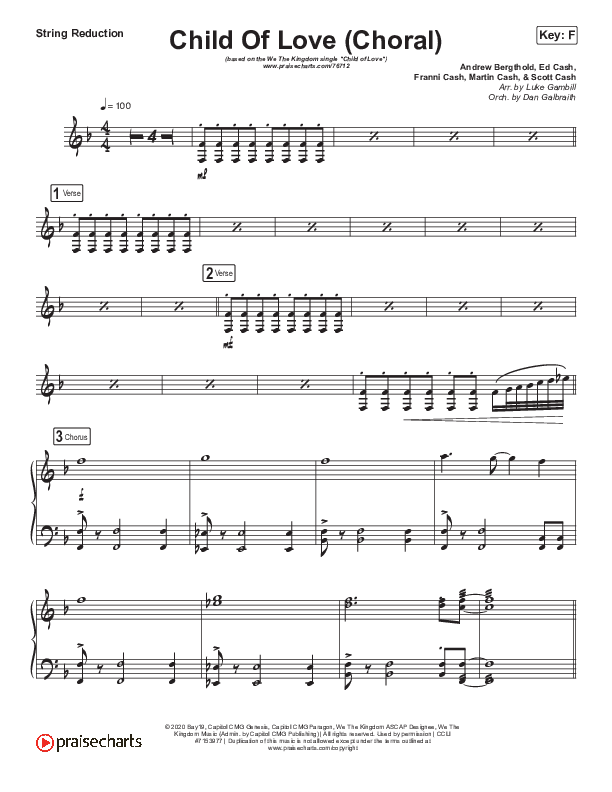 Child Of Love (Choral Anthem SATB) String Pack (We The Kingdom / Arr. Luke Gambill)