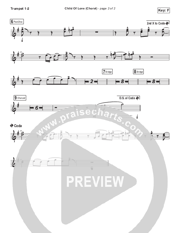 Child Of Love (Choral Anthem SATB) Trumpet 1,2 (We The Kingdom / Arr. Luke Gambill)