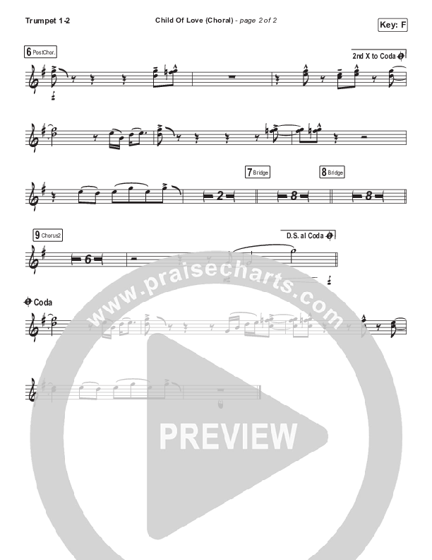 Child Of Love (Choral Anthem SATB) Trumpet 1,2 (We The Kingdom / Arr. Luke Gambill)