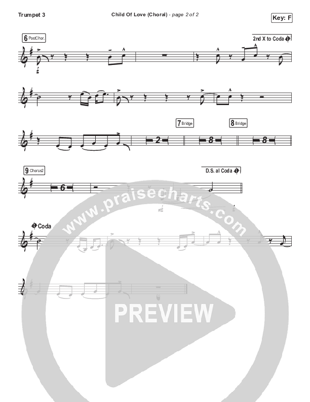 Child Of Love (Choral Anthem SATB) Trumpet 3 (We The Kingdom / Arr. Luke Gambill)