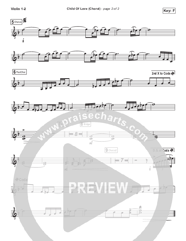 Child Of Love (Choral Anthem SATB) Violin 1/2 (We The Kingdom / Arr. Luke Gambill)