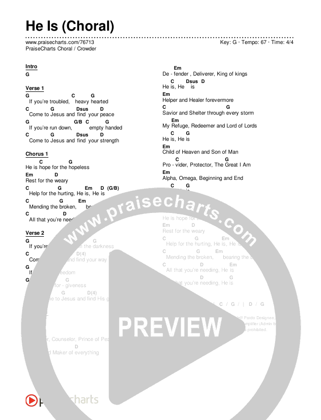 He Is (Choral Anthem SATB) Chords & Lyrics (Crowder / Arr. Luke Gambill)