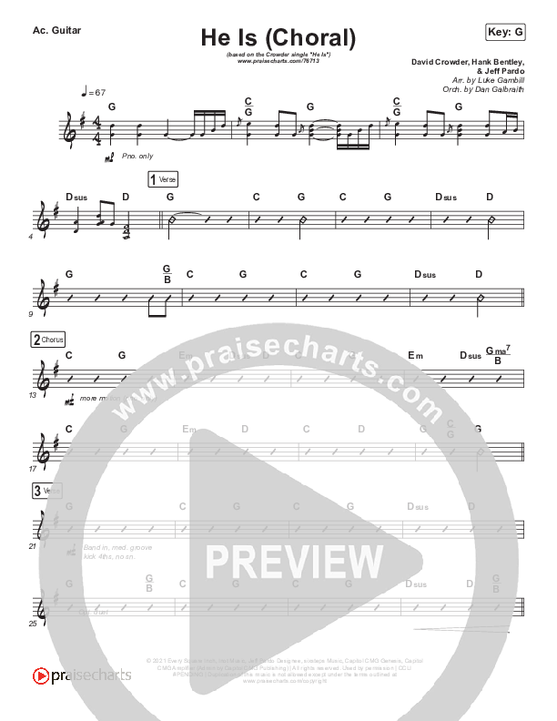 He Is (Choral Anthem SATB) Acoustic Guitar (Crowder / Arr. Luke Gambill)
