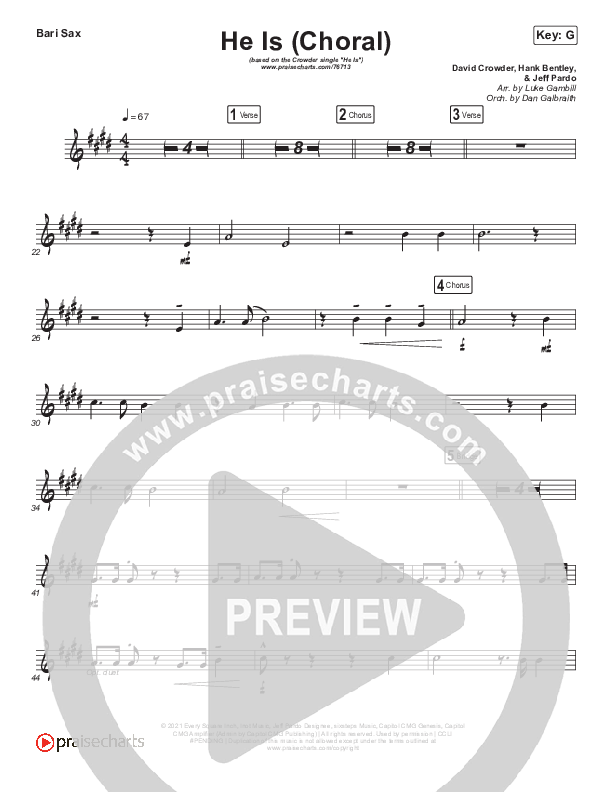 He Is (Choral Anthem SATB) Bari Sax (Crowder / Arr. Luke Gambill)