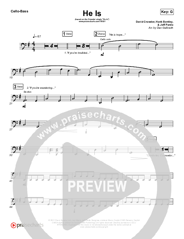 He Is (Choral Anthem SATB) Cello/Bass (Crowder / Arr. Luke Gambill)