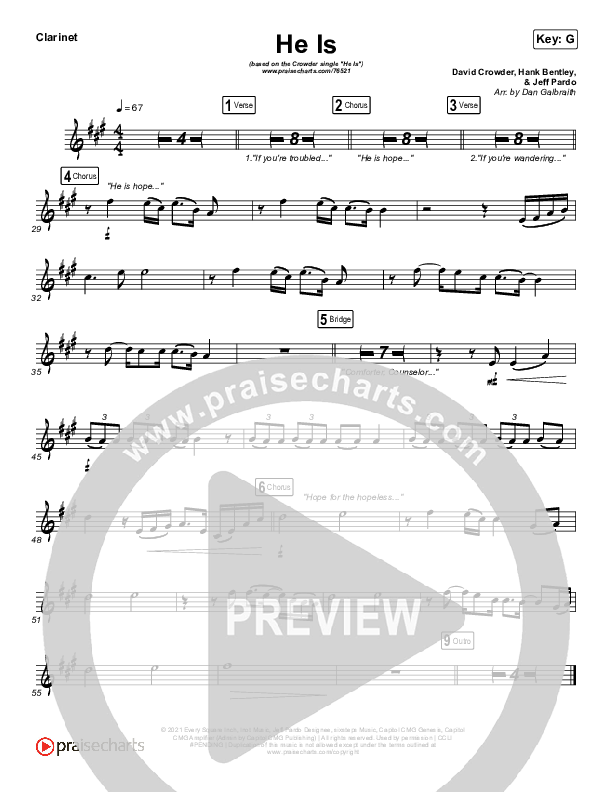 He Is (Choral Anthem SATB) Clarinet (Crowder / Arr. Luke Gambill)