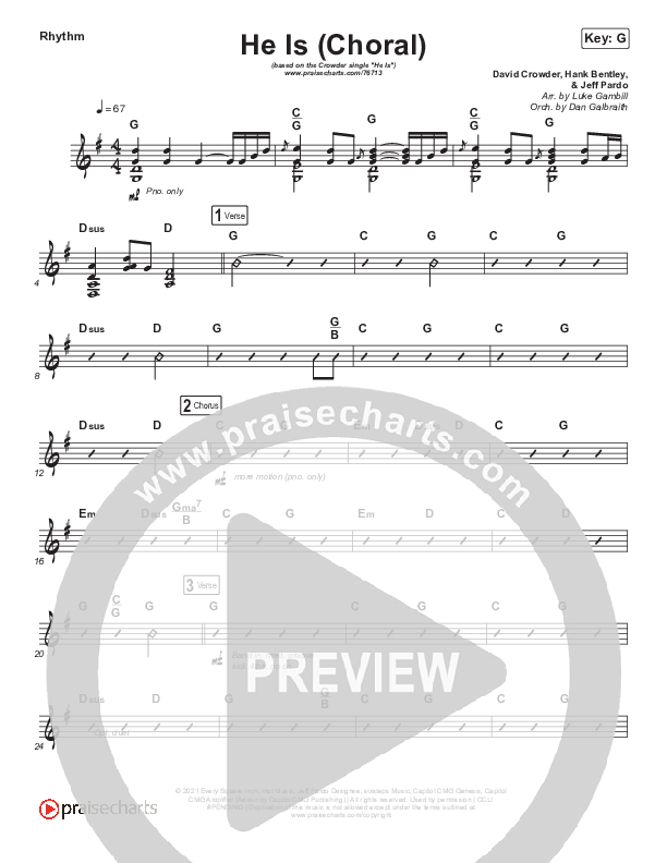He Is (Choral Anthem SATB) Rhythm Chart (Crowder / Arr. Luke Gambill)