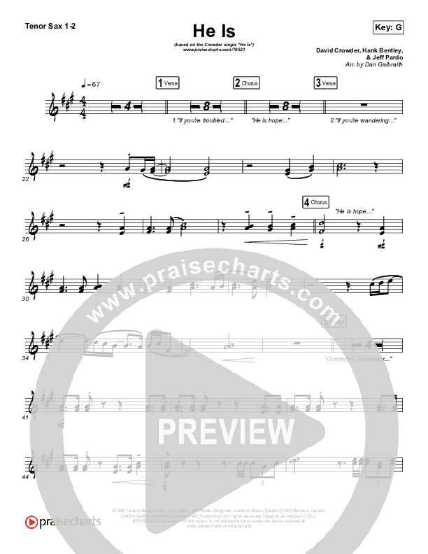 He Is (Choral Anthem SATB) Tenor Sax 1/2 (Crowder / Arr. Luke Gambill)
