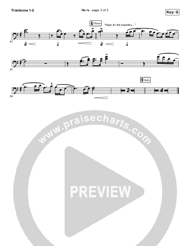 He Is (Choral Anthem SATB) Trombone 1/2 (Crowder / Arr. Luke Gambill)
