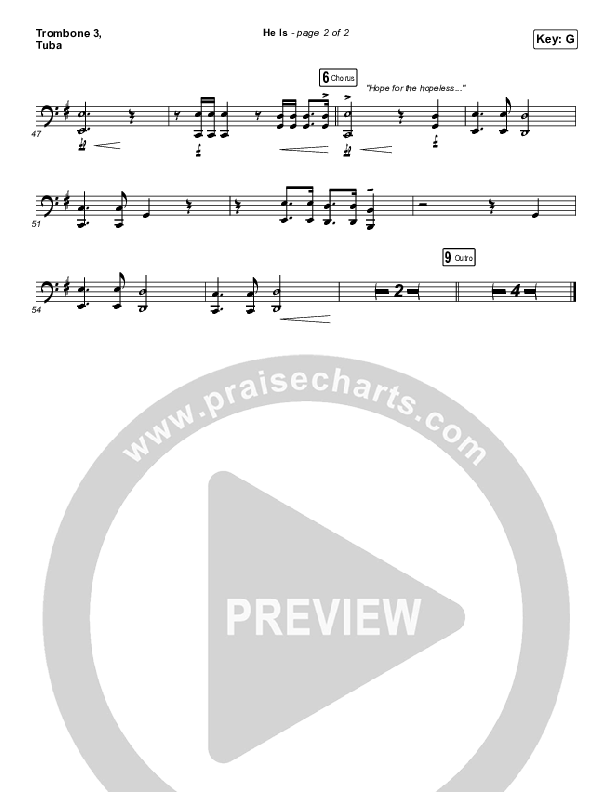 He Is (Choral Anthem SATB) Trombone 3/Tuba (Crowder / Arr. Luke Gambill)