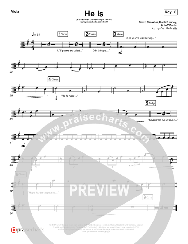 He Is (Choral Anthem SATB) Viola (Crowder / Arr. Luke Gambill)