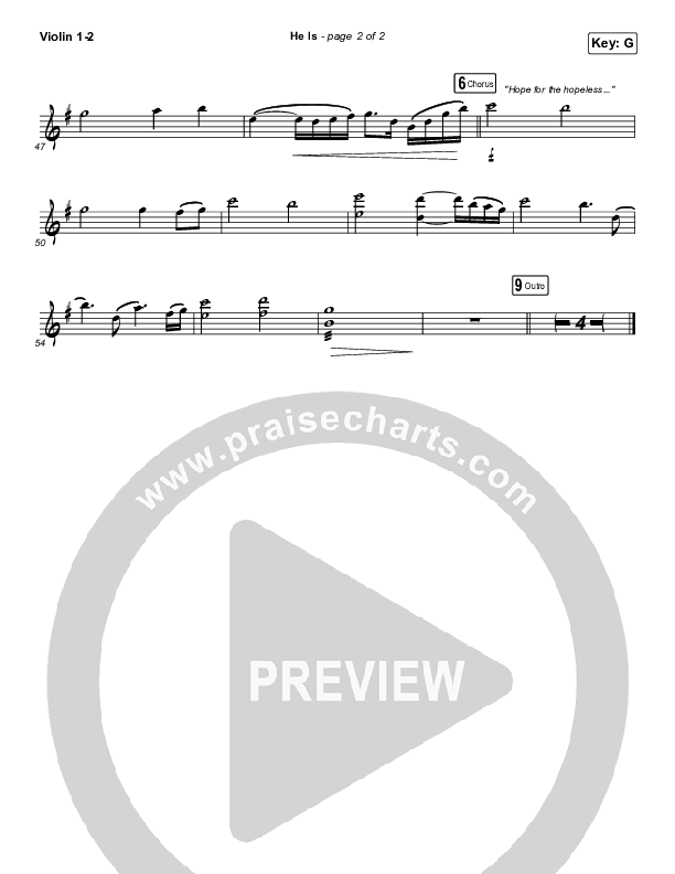 He Is (Choral Anthem SATB) Violin 1/2 (Crowder / Arr. Luke Gambill)