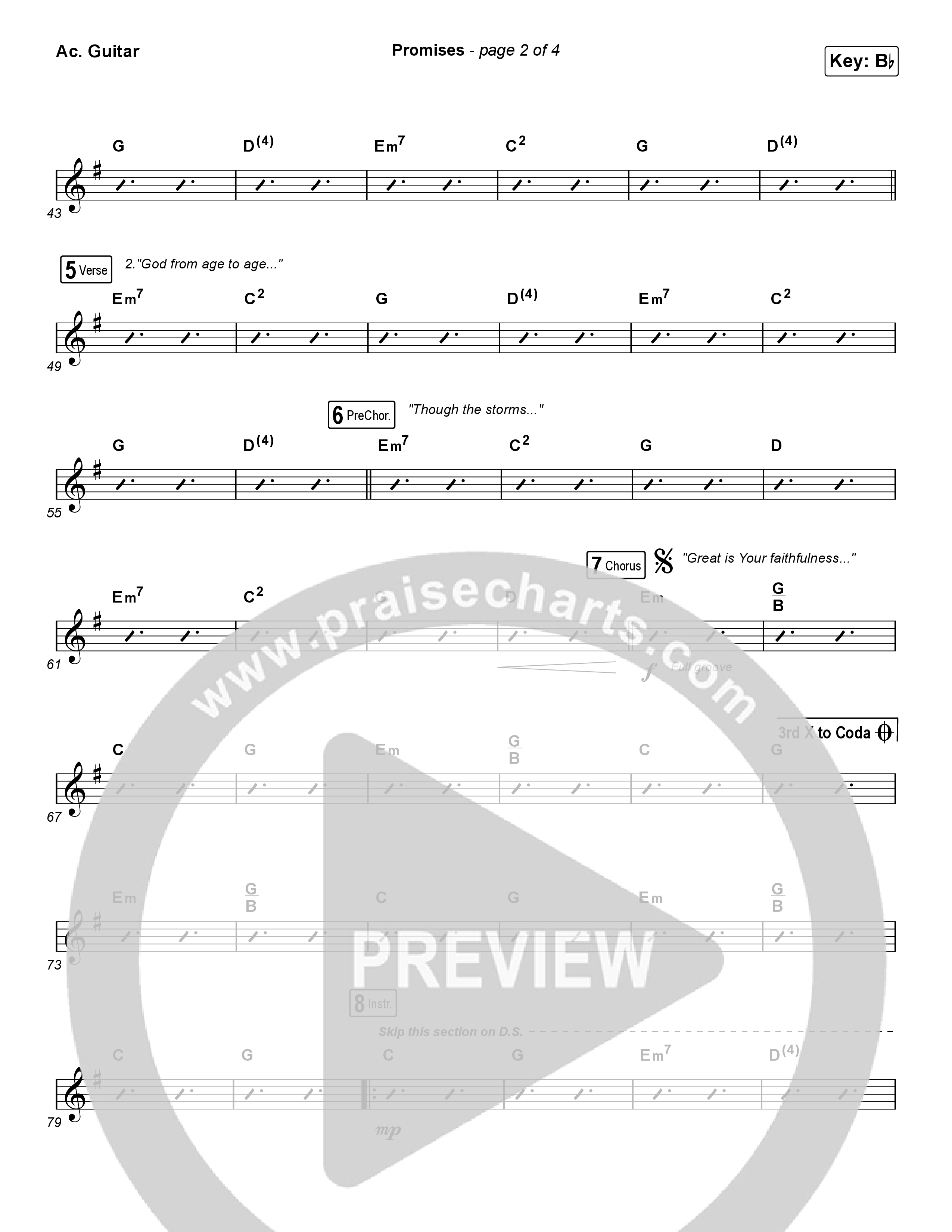 Promises (Choral Anthem SATB) Acoustic Guitar (Maverick City Music / Arr. Erik Foster)