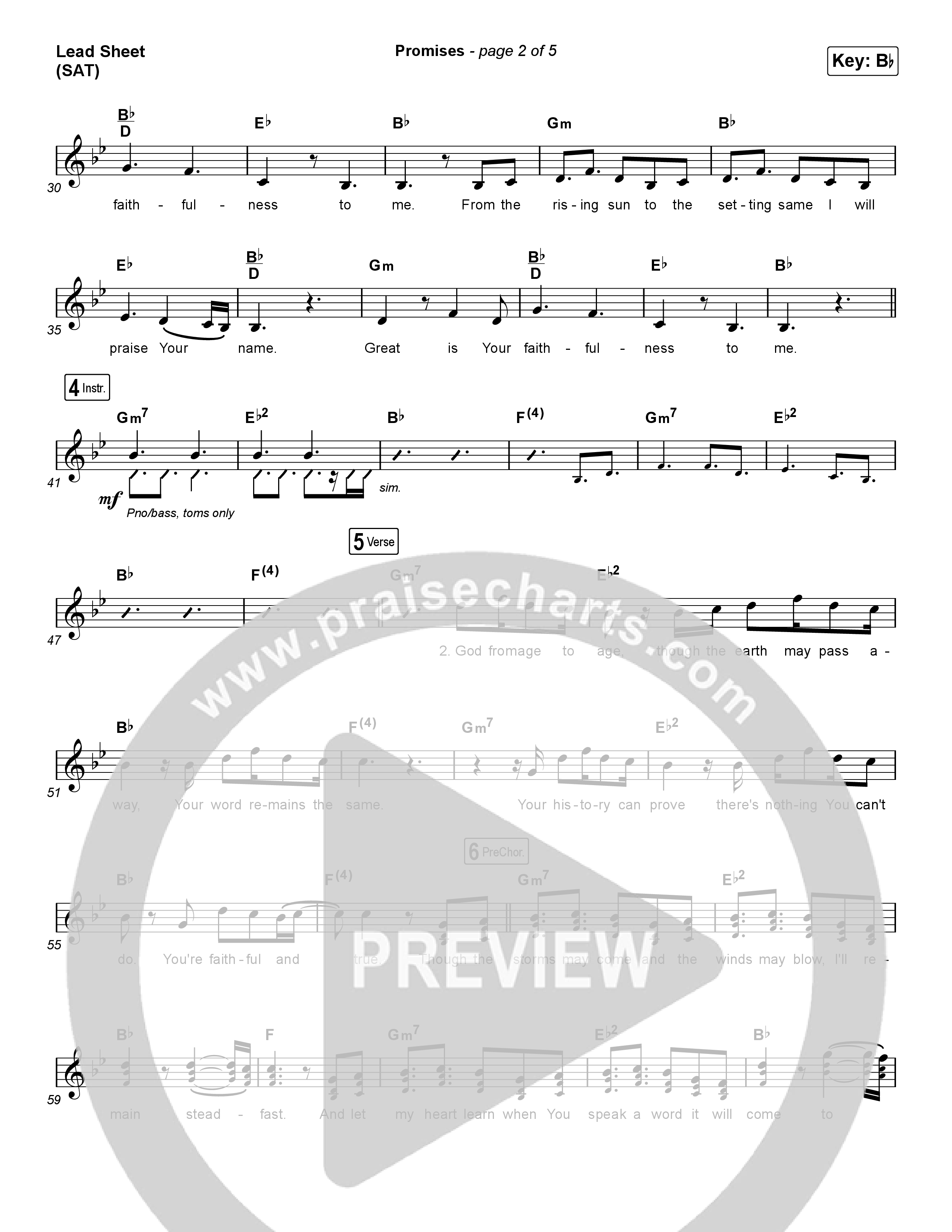 Promises (Choral Anthem SATB) Lead Sheet (SAT) (Maverick City Music / Arr. Erik Foster)