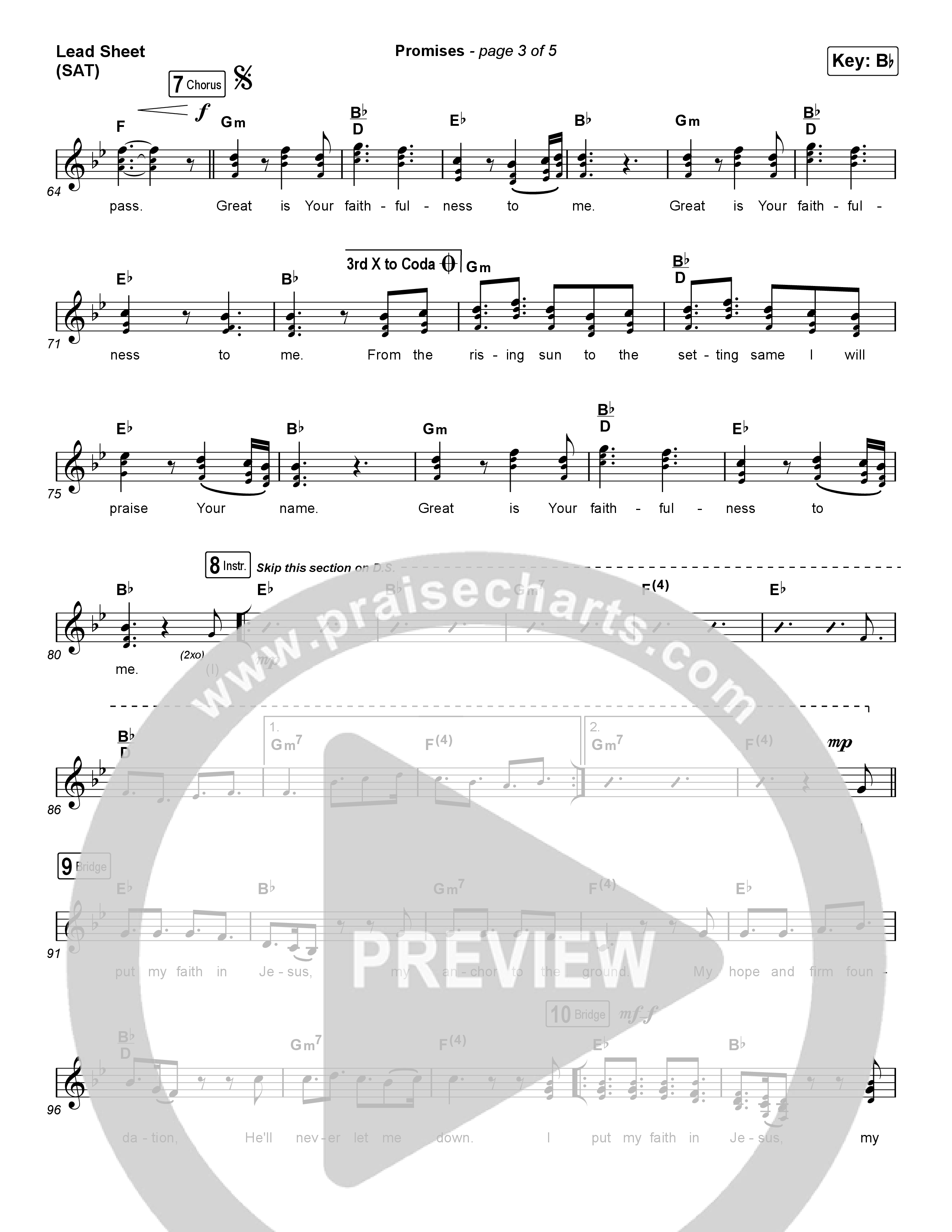 Promises (Choral Anthem SATB) Lead Sheet (SAT) (Maverick City Music / Arr. Erik Foster)