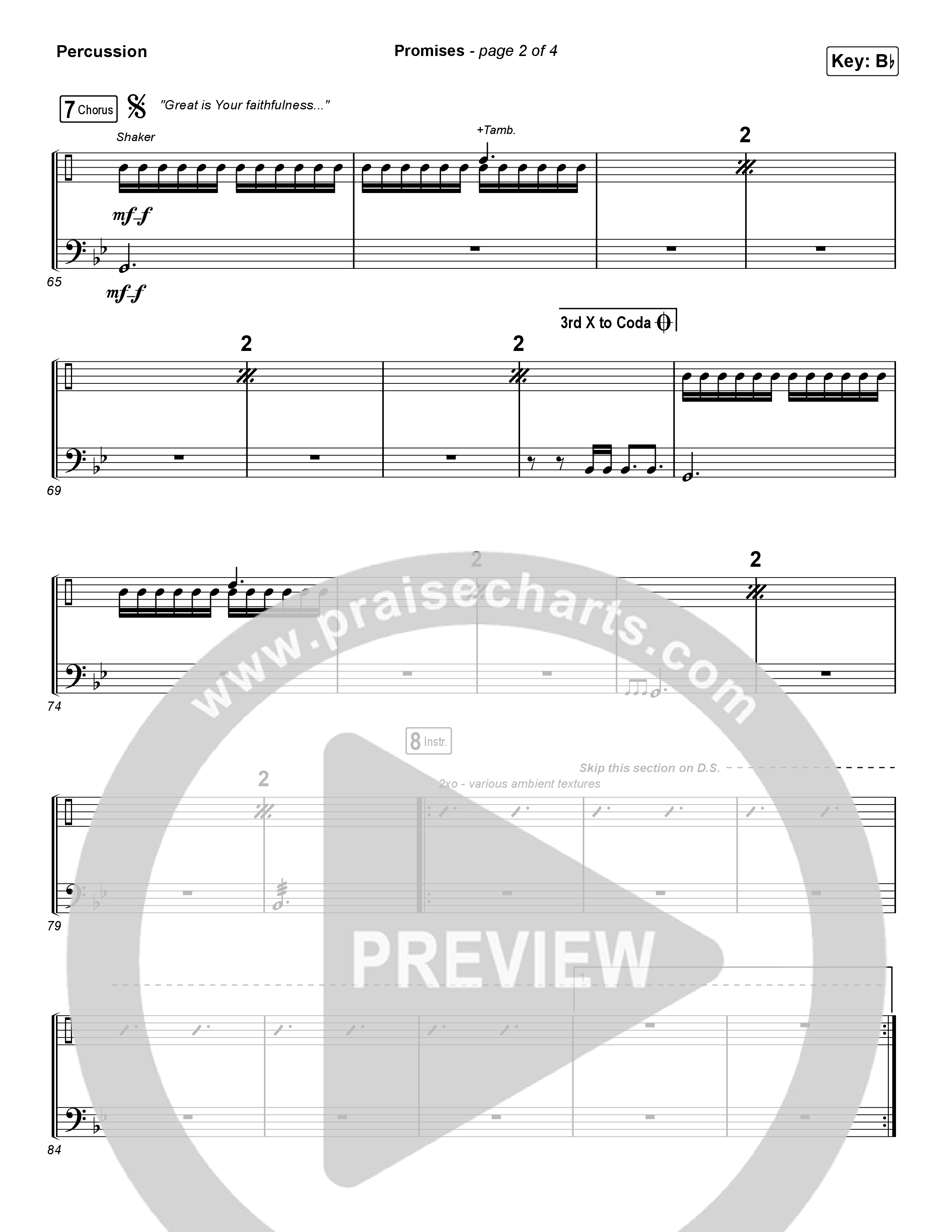 Promises (Choral Anthem SATB) Percussion (Maverick City Music / Arr. Erik Foster)