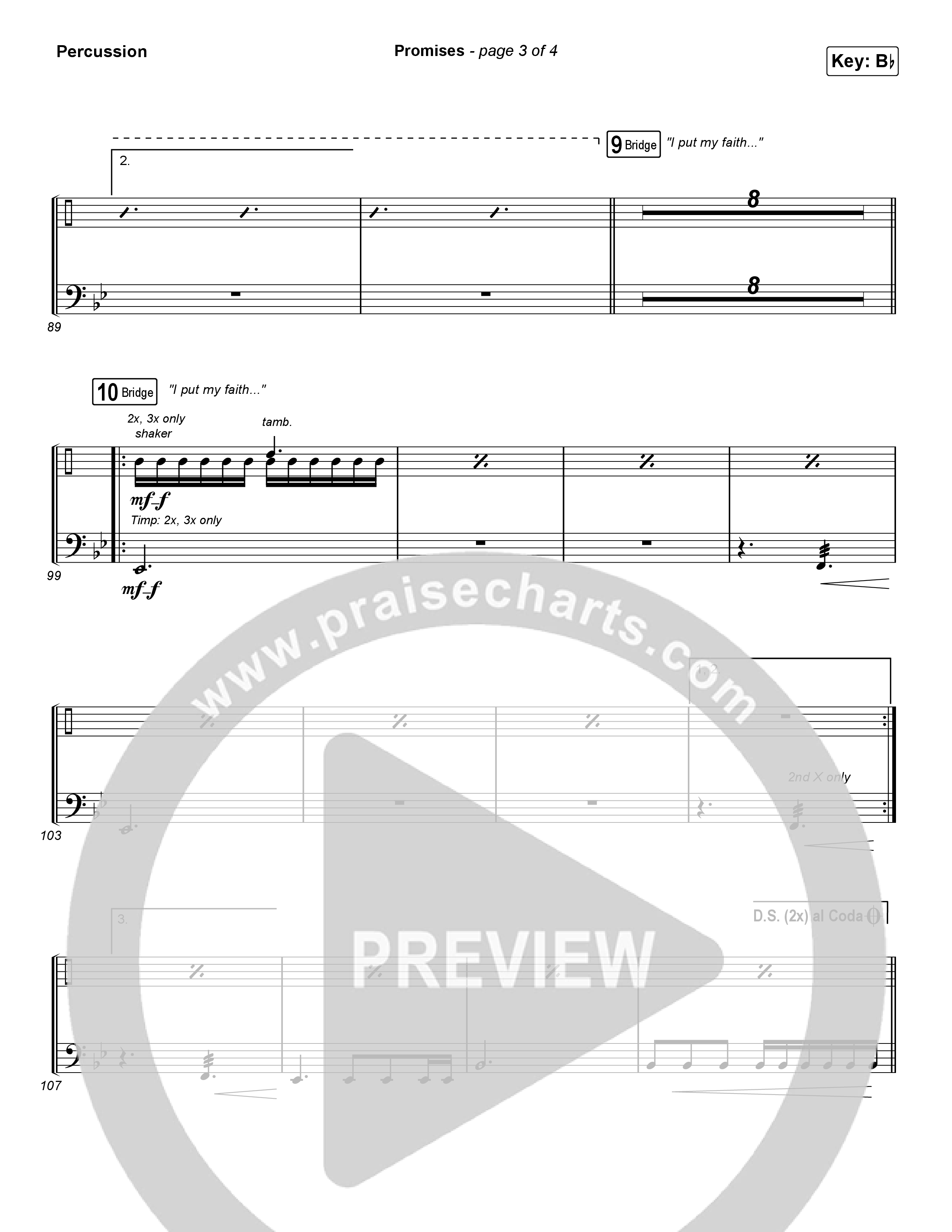 Promises (Choral Anthem SATB) Percussion (Maverick City Music / Arr. Erik Foster)