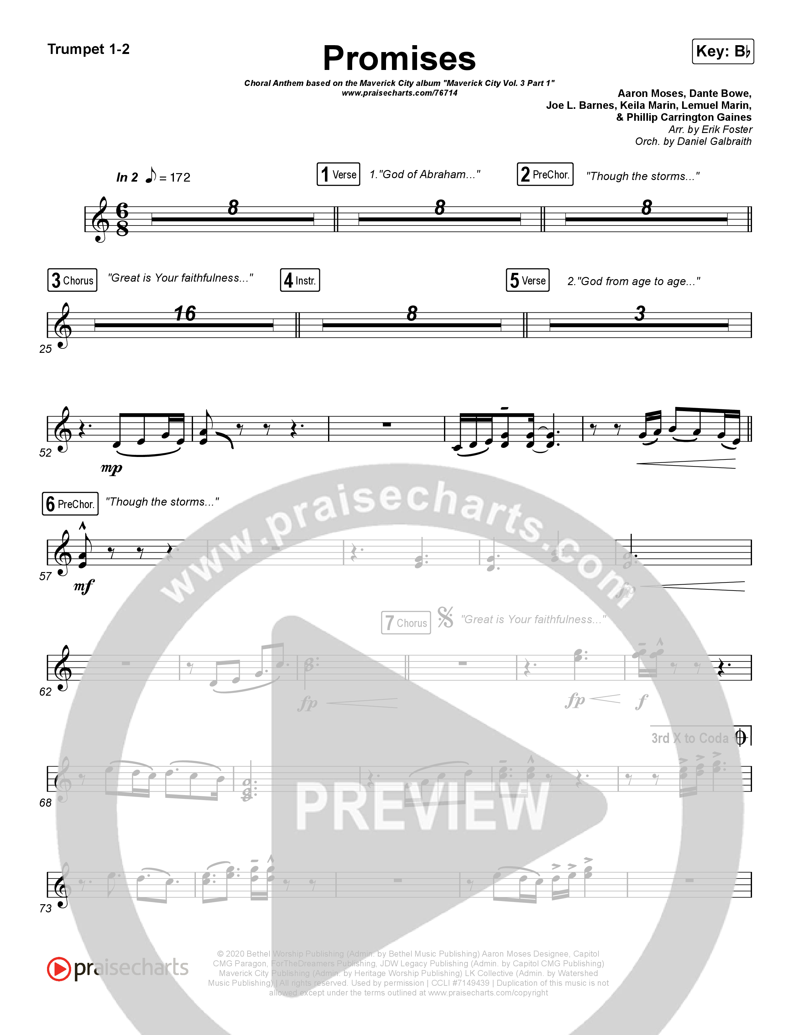 Promises (Choral Anthem SATB) Brass Pack (Maverick City Music / Arr. Erik Foster)
