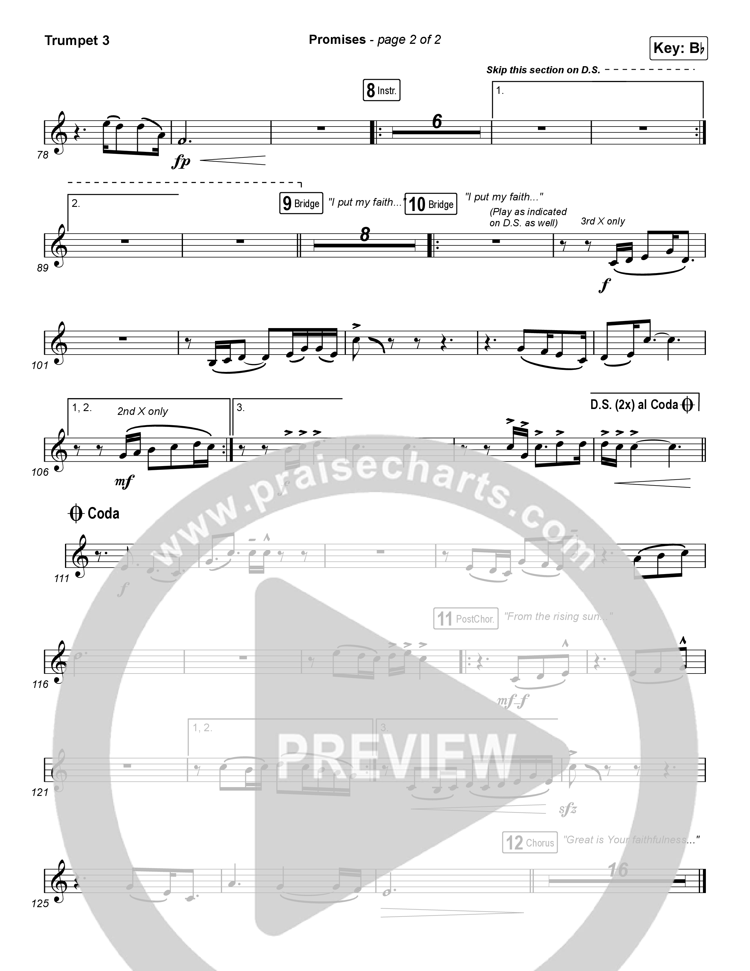 Promises (Choral Anthem SATB) Trumpet 3 (Maverick City Music / Arr. Erik Foster)