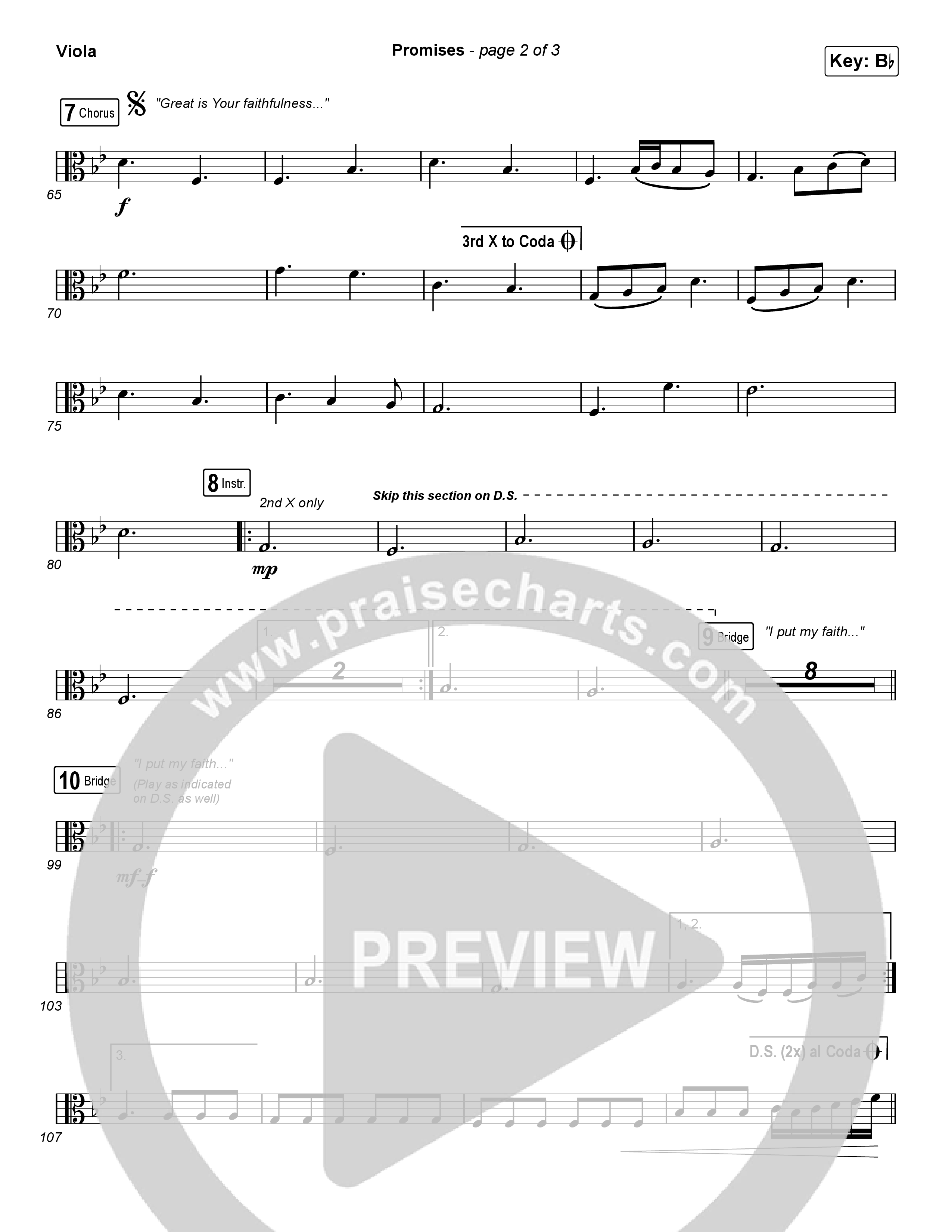 Promises (Choral Anthem SATB) Viola (Maverick City Music / Arr. Erik Foster)
