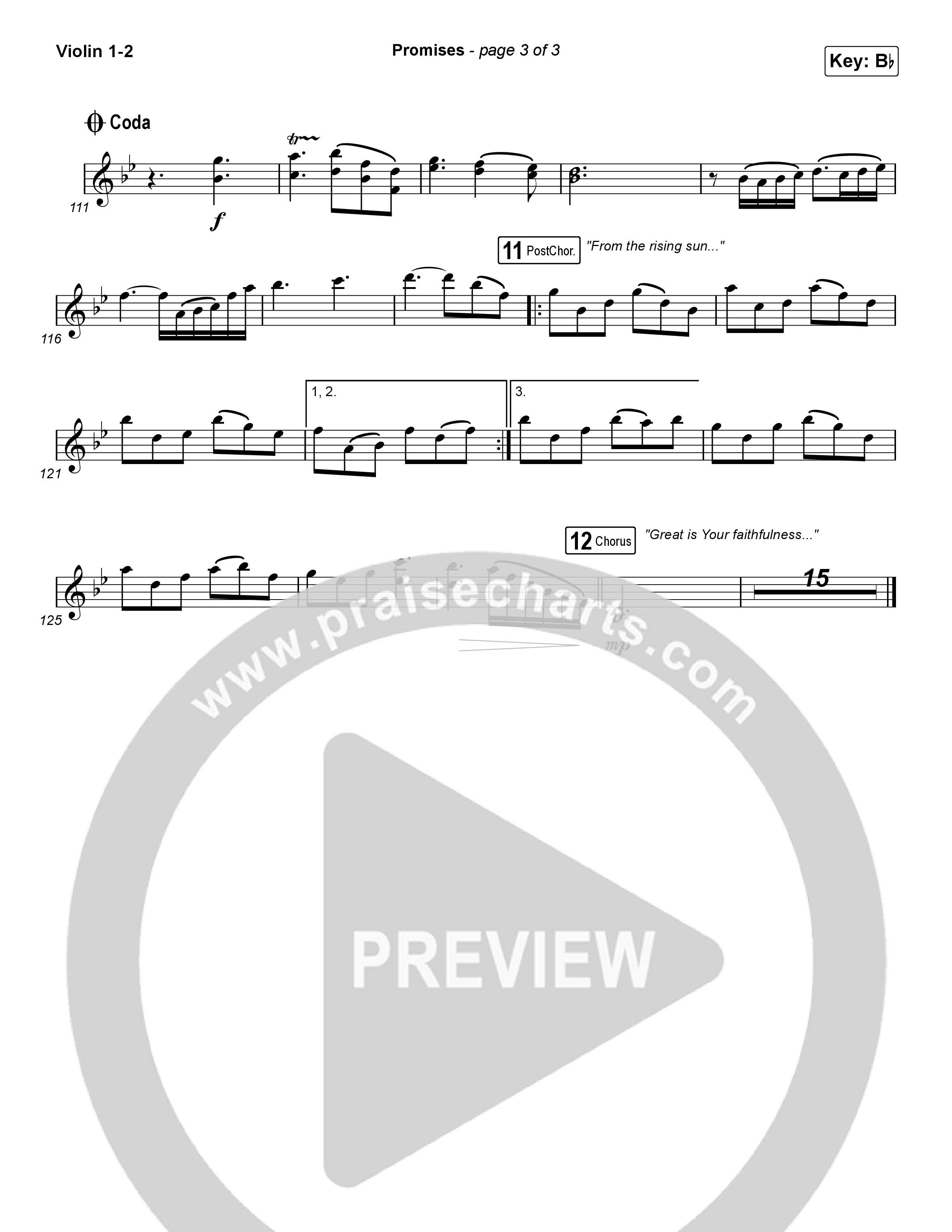 Promises (Choral Anthem SATB) Violin 1/2 (Maverick City Music / Arr. Erik Foster)