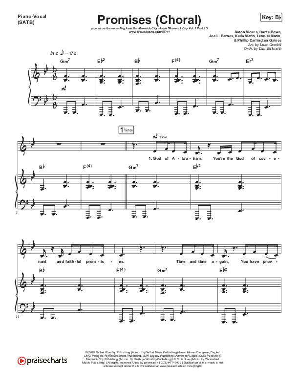 Promises (Choral Anthem) Piano/Vocal (SATB) (Maverick City Music / Arr. Erik Foster)