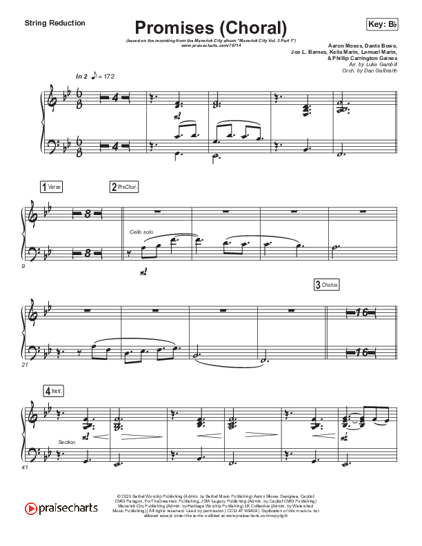 Promises (Choral Anthem SATB) String Pack (Maverick City Music / Arr. Erik Foster)