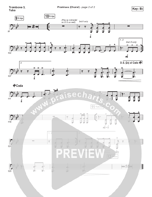 Promises (Choral Anthem SATB) Trombone 3/Tuba (Maverick City Music / Arr. Erik Foster)
