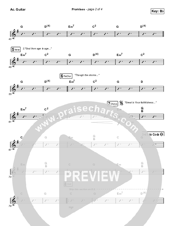 Promises (Choral Anthem SATB) Acoustic Guitar (Maverick City Music / Arr. Erik Foster)