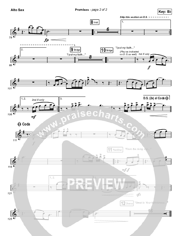 Promises (Choral Anthem SATB) Alto Sax (Maverick City Music / Arr. Erik Foster)