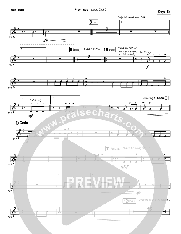 Promises (Choral Anthem SATB) Bari Sax (Maverick City Music / Arr. Erik Foster)