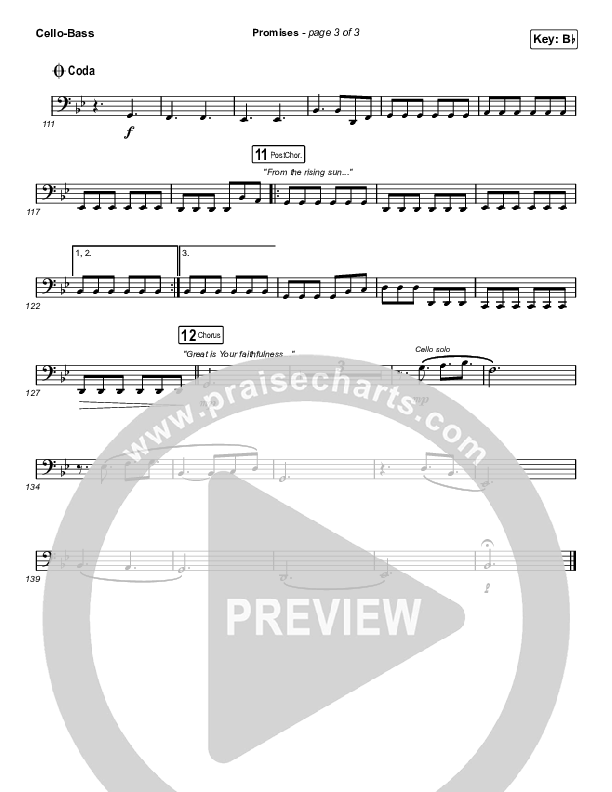 Promises (Choral Anthem SATB) Cello/Bass (Maverick City Music / Arr. Erik Foster)