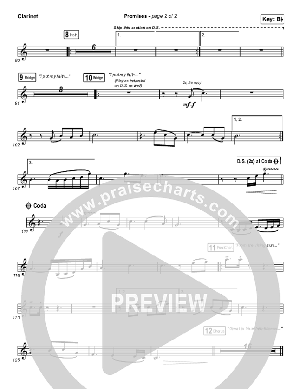 Promises (Choral Anthem SATB) Clarinet (Maverick City Music / Arr. Erik Foster)