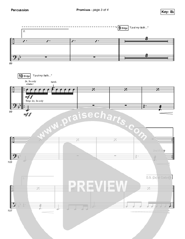 Promises (Choral Anthem SATB) Percussion (Maverick City Music / Arr. Erik Foster)