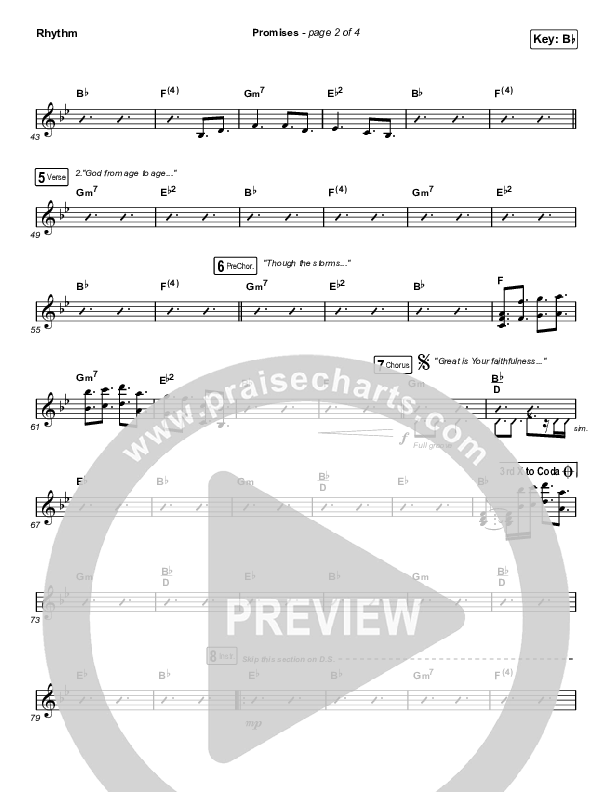 Promises (Choral Anthem SATB) Rhythm Chart (Maverick City Music / Arr. Erik Foster)