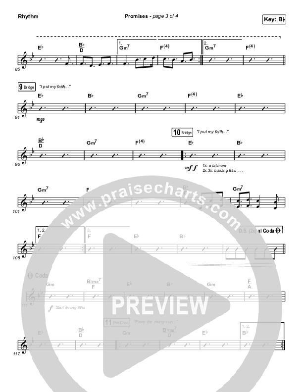 Promises (Choral Anthem SATB) Rhythm Chart (Maverick City Music / Arr. Erik Foster)