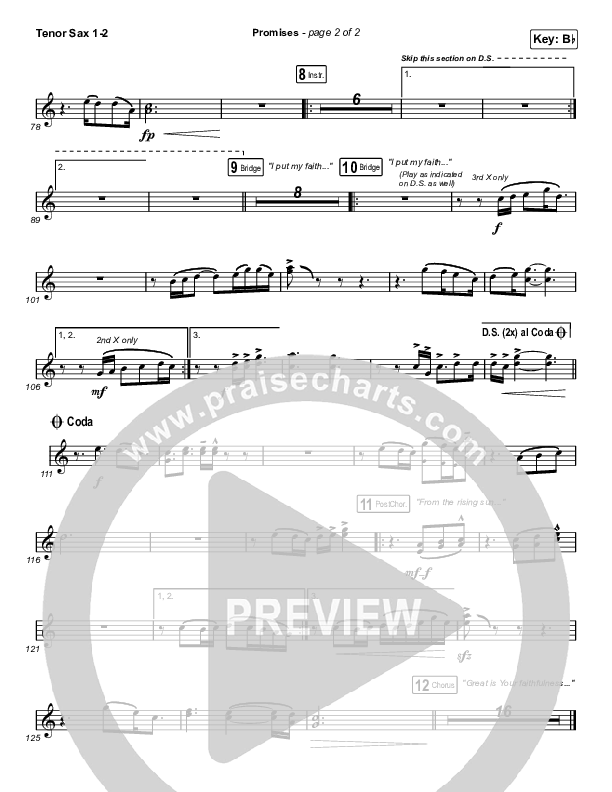 Promises (Choral Anthem SATB) Tenor Sax 1/2 (Maverick City Music / Arr. Erik Foster)