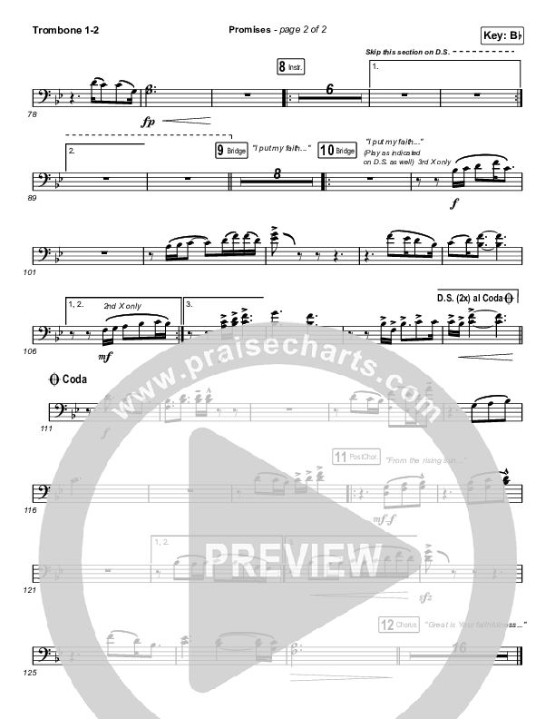 Promises (Choral Anthem SATB) Trombone 1/2 (Maverick City Music / Arr. Erik Foster)